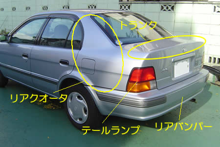 車のリア部分の名称
